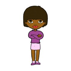 comic cartoon woman with folded arms N4