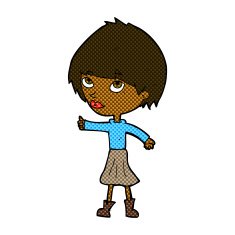 comic cartoon woman giving thumbs up symbol N8