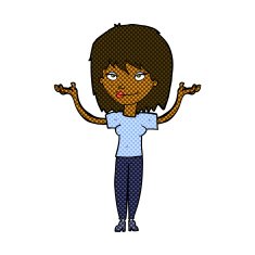 comic cartoon woman shrugging N10