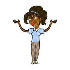 comic cartoon woman raising hands in air N3