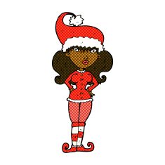 comic cartoon santa's helper woman N2