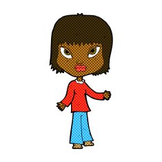 comic cartoon woman with open arms N11
