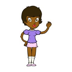 comic cartoon pretty girl waving N5