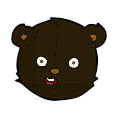 comic cartoon black teddy bear head