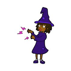 comic cartoon witch casting spell N3