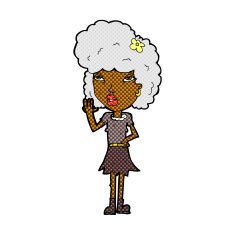 comic cartoon woman waving N37