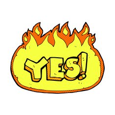 comic cartoon flaming yes symbol