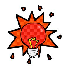 comic cartoon red light bulb N3