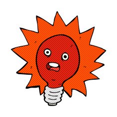 comic cartoon red lightbulb