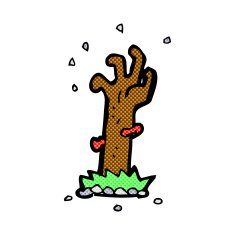 comic cartoon zombie rising from grave N4
