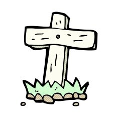 comic cartoon wooden cross grave N4