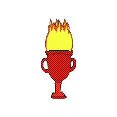 comic cartoon flaming trophy