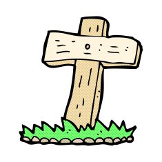 comic cartoon wooden cross grave N5