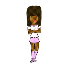 comic cartoon girl with crossed arms N2