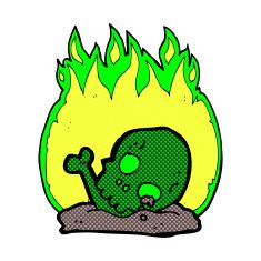 comic cartoon burning old bones