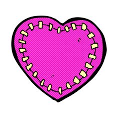 comic cartoon stitched heart N2