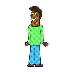 comic cartoon man shrugging shoulders N4
