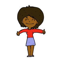 comic cartoon woman giving thumbs up sign N2