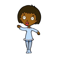 comic cartoon waving woman N19