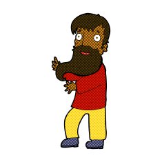 comic cartoon excited bearded man N2