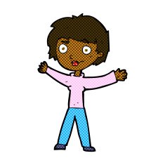 comic cartoon woman waving arms N3