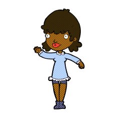 comic cartoon woman waving N39