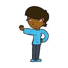 comic cartoon woman waving N41