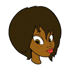 comic cartoon pretty female face pouting N2