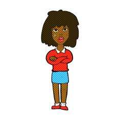 comic cartoon tough woman with folded arms N2