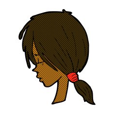 comic cartoon girl looking thoughtful N2