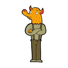 comic cartoon man with fox head