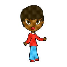 comic cartoon woman shrugging shoulders N65