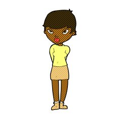 comic cartoon shy woman N7
