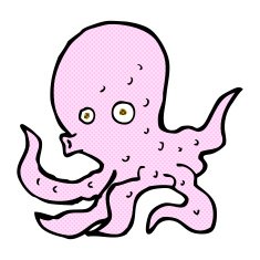 comic cartoon octopus N4