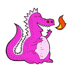comic cartoon fire breathing dragon N2
