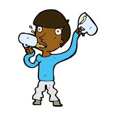 comic cartoon man drinking beer N2