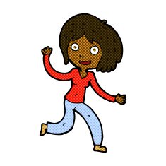 comic cartoon happy waving girl N2