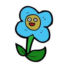 comic cartoon flower with face N3