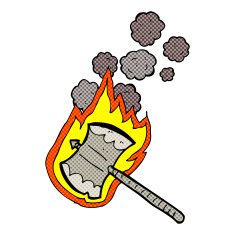 comic cartoon flaming axe N2