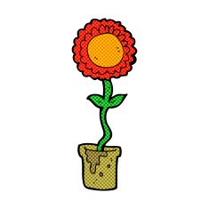 comic cartoon flower with face N4