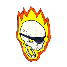 comic cartoon flaming pirate skull N2