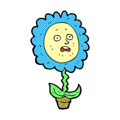 comic cartoon flower with face N5