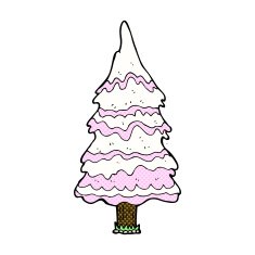 comic cartoon pink snowy tree
