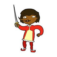 comic cartoon man with sword