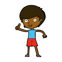 comic cartoon boy giving thumbs up symbol N2