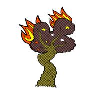 comic cartoon burning old tree