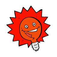 happy flashing red light bulb comic cartoon