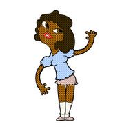 comic cartoon woman waving N43