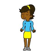 comic cartoon woman shrugging shoulders N67