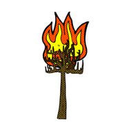 comic cartoon tree on fire